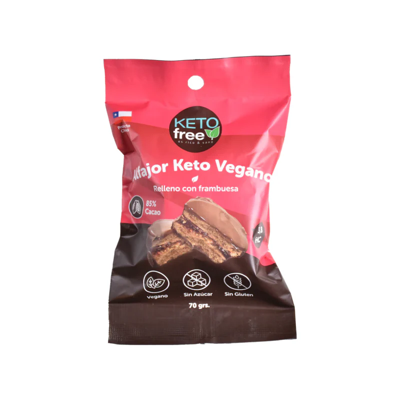 Alfajor keto vegano relleno con frambuesa 70grs - Keto free