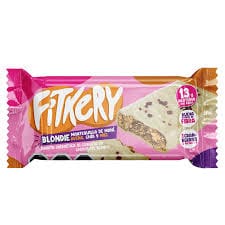 Barrita de proteina blondie, cubierta en chocolate blanco 86grs - Fitkery