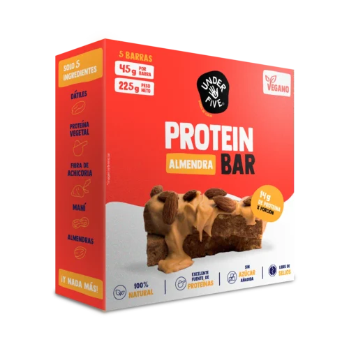 Barritas de proteina Vegana almendra 45grs x 5 - Under five