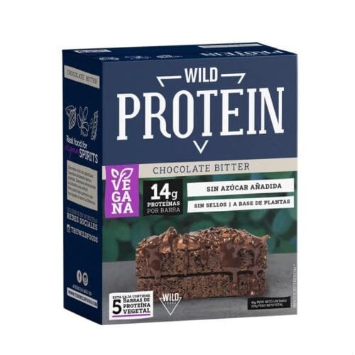 Barritas de proteinas Vegana chocolate bitter 45grs x 5 - Wild Protein