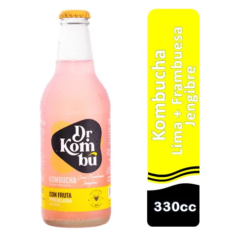 Kombucha lima frambuesa jengibre 330ml - Dr Kombu