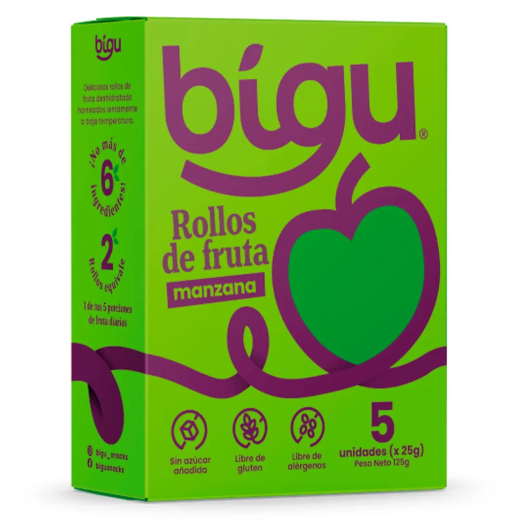 Rollos de fruta manzana 125grs - Bigu
