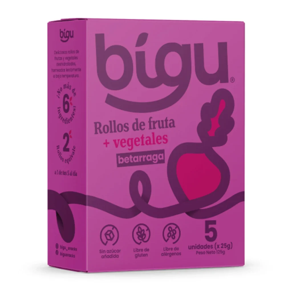 Rollos de frutas + vegetales betarraga 125grs - Bigu
