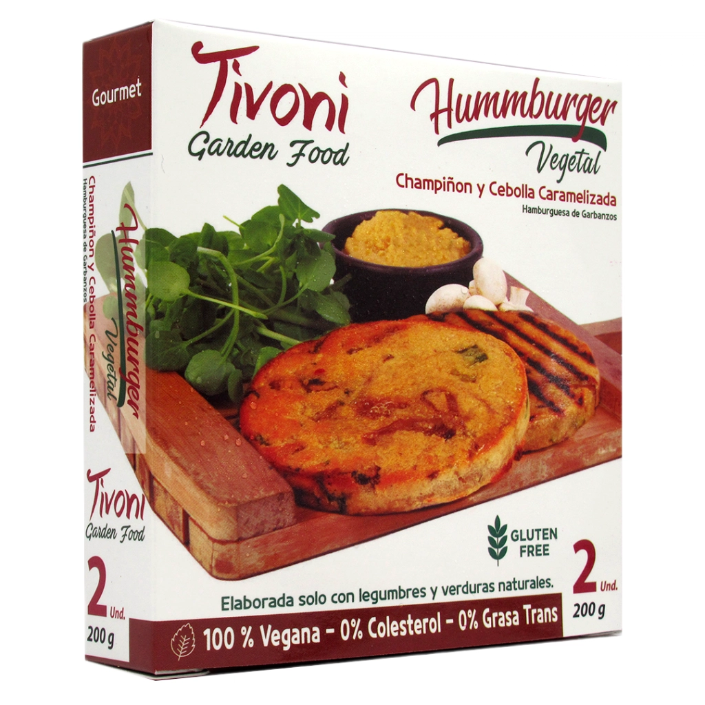 Hummburger champiñon y cebolla caramelizada 200grs x 2 Unidades - Tivoni