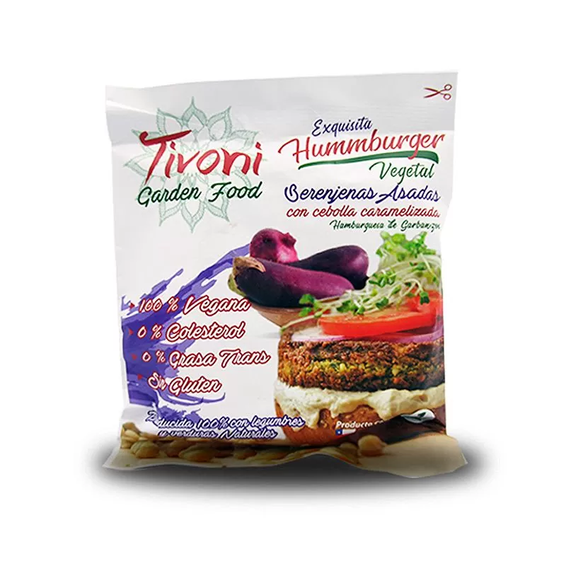 Hummburguer berenjenas asadas con cebolla caramelizada 100grs - Tivoni